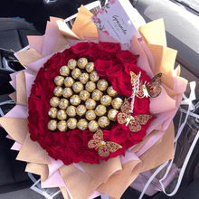 Custom Red chocolates hand tied bouquet