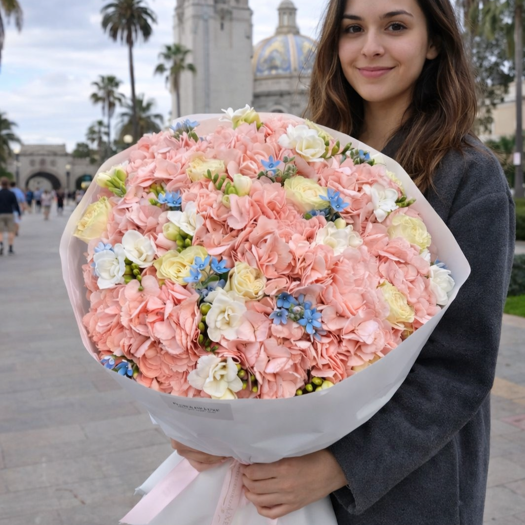 Granada Elegant Russian-Style Flower Arrangement | Luxury Hydrangea & Rose Bouquet San Diego