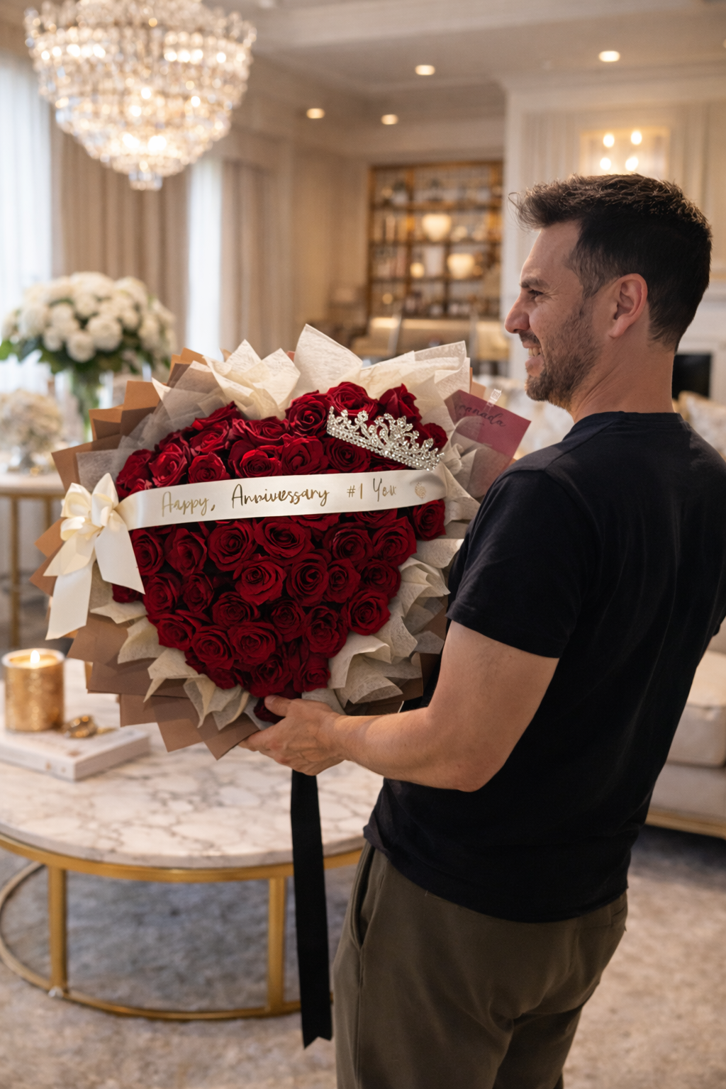 Granada Super Heart Rose Bouquet | 50, 75 & 100 Roses Heart Arrangement San Diego
