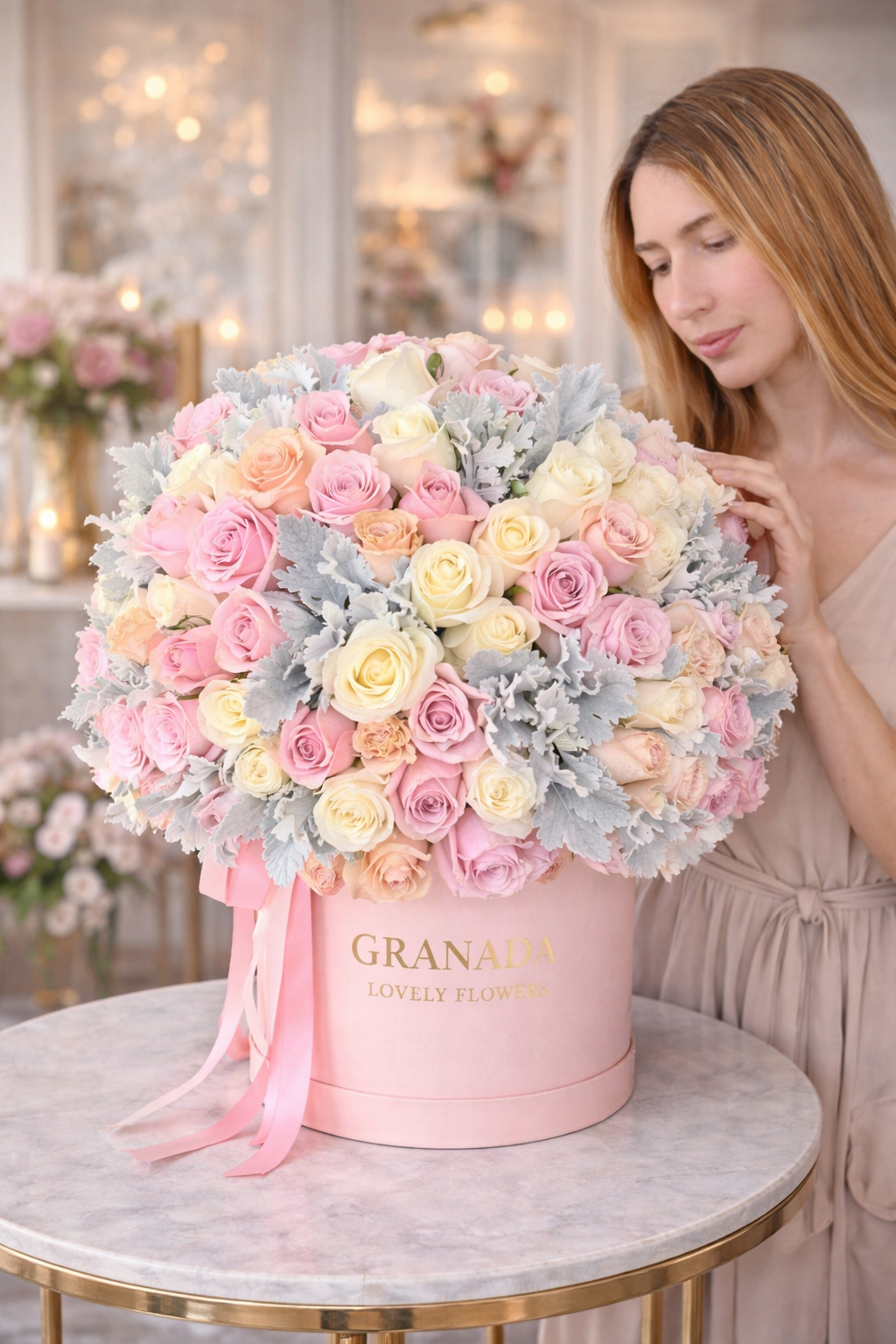 Luxury Pink Flower Box San Diego | Granada Floral Same-Day Delivery