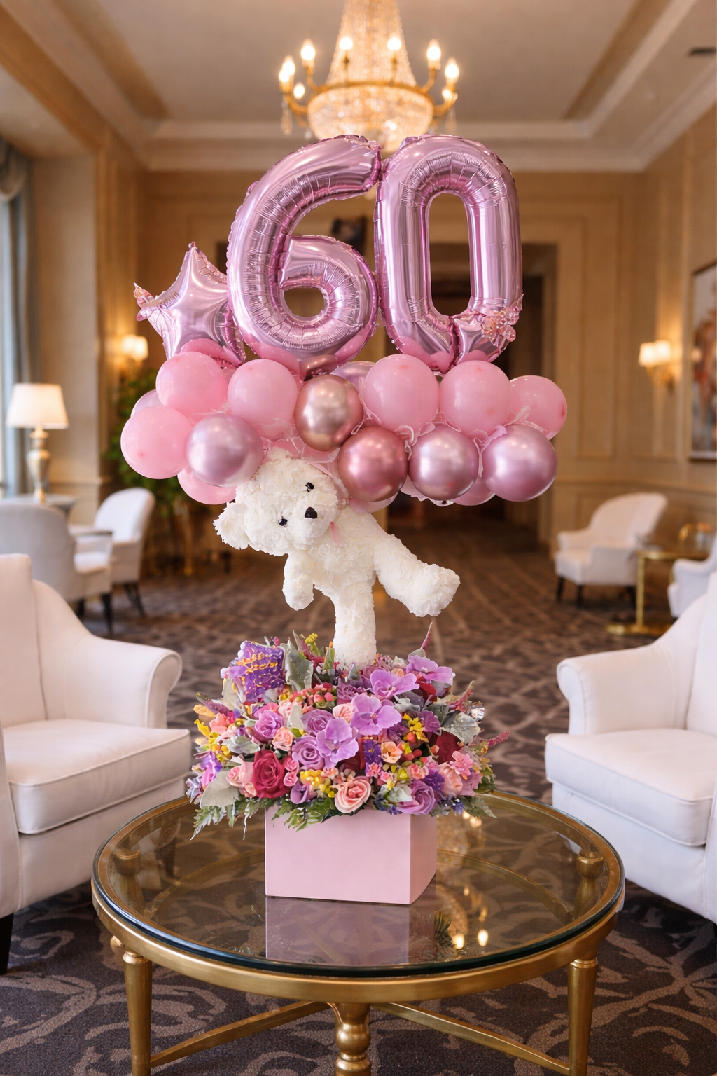 Luxury Birthday Flower & Balloon Arrangement – Custom Age (18, 21, 30, 40+) | Granada Floral San Diego