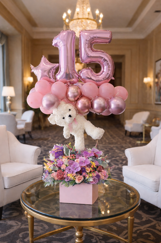 Luxury Birthday Flower & Balloon Arrangement – Custom Age (18, 21, 30, 40+) | Granada Floral San Diego