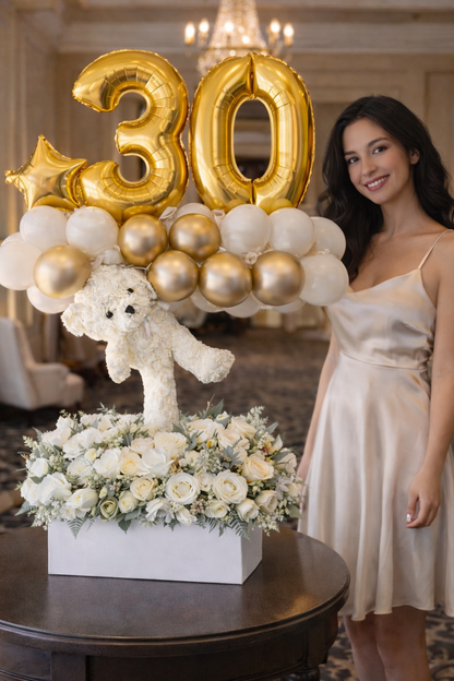 Luxury Birthday Flower & Balloon Arrangement – Custom Age (18, 21, 30, 40+) | Granada Floral San Diego