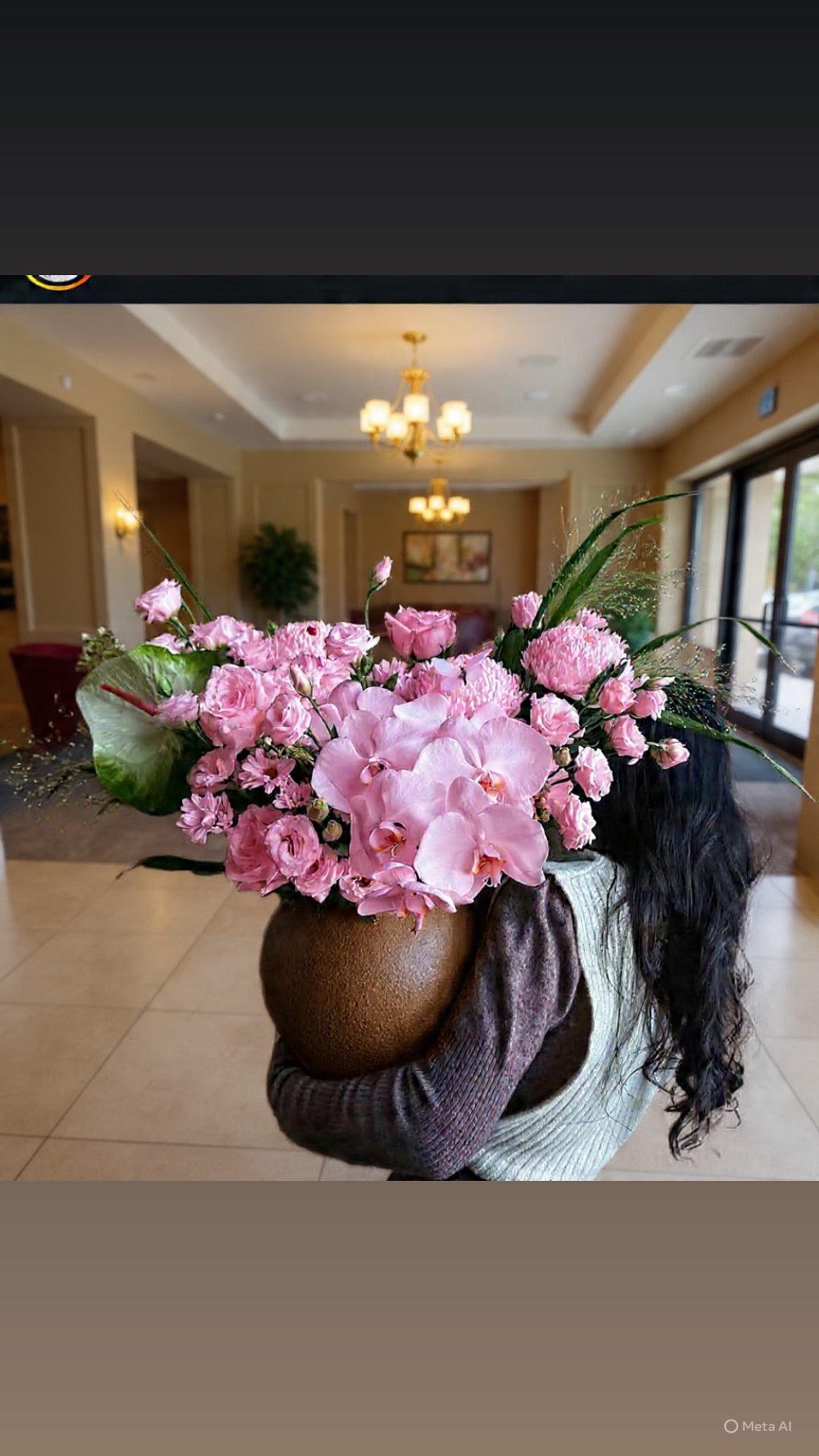 Rustic Luxury Orchid & Rose Designer Arrangement | Wooden Vase | San Diego Same-Day Flower Delivery | Granada Floral bowl