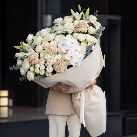 Luxury White Rose & Orchid Bouquet – Premium Flower Delivery in San Diego