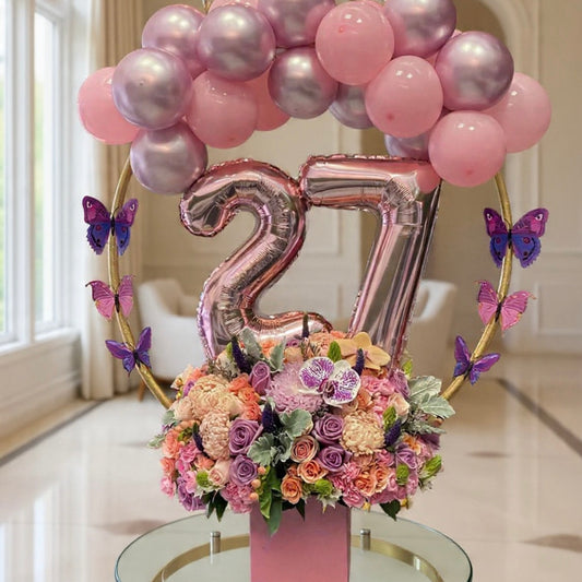 Festival box Hatbox filled with roses, custom letter in box, personalised gift, roses in a box, valentines day gift, birthday gift, gift for mum, gift for her