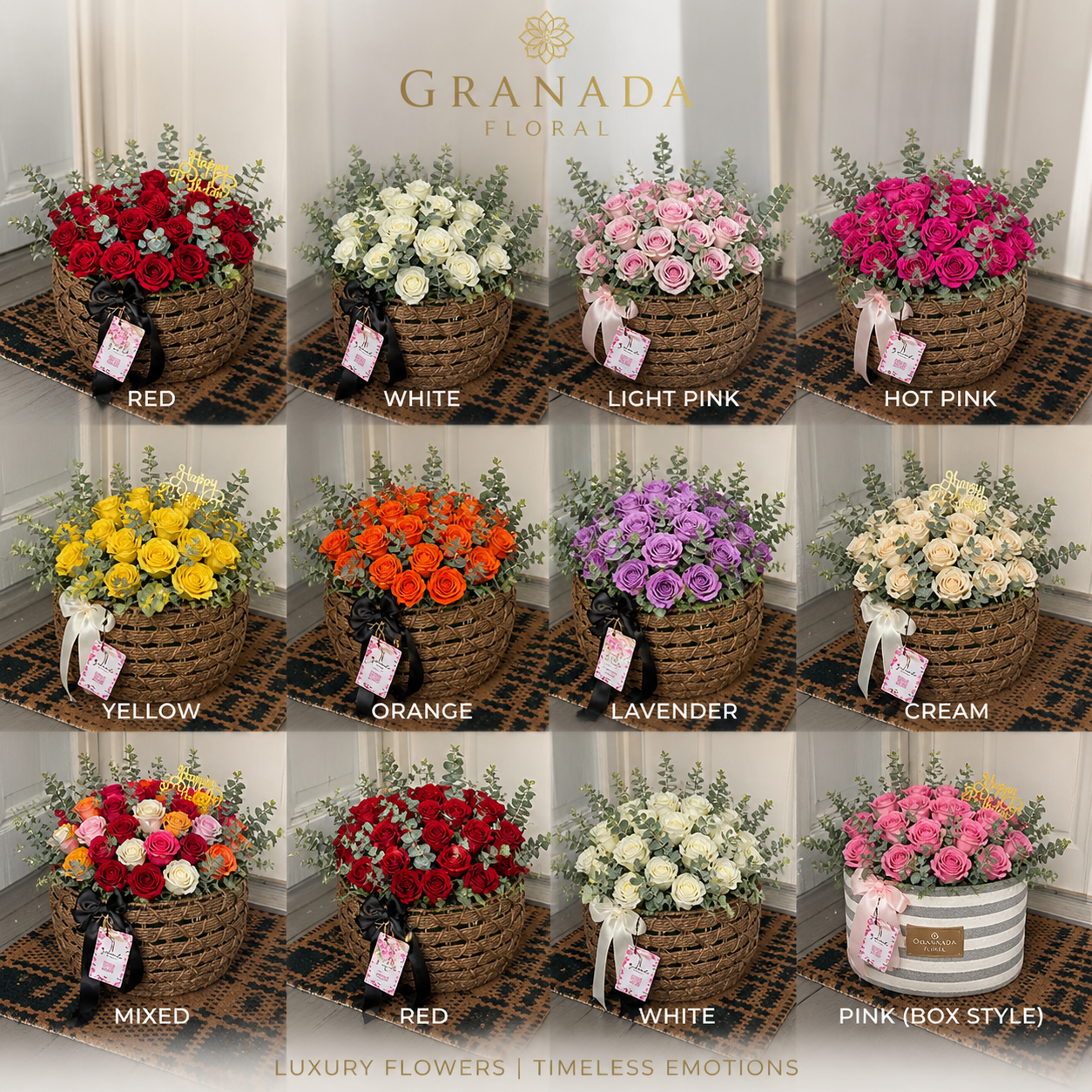 Woven Red Rose Basket – Granada Signature