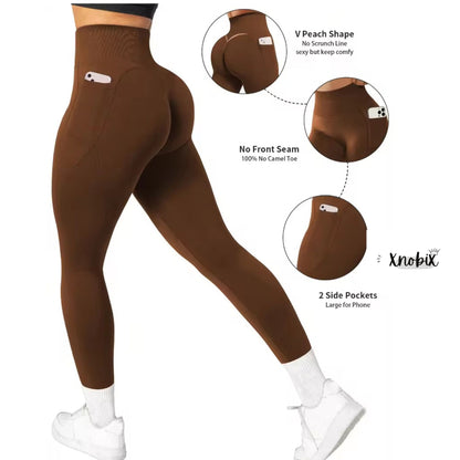 yoga pants, high waisted solid color with pockets