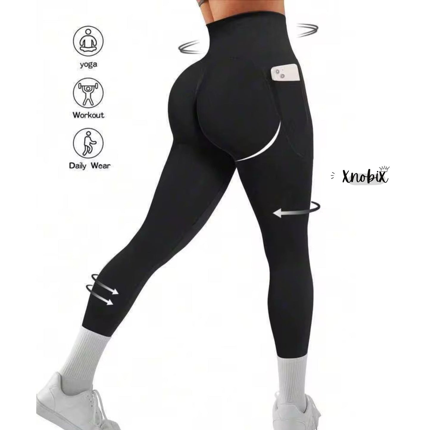 yoga pants, high waisted solid color with pockets
