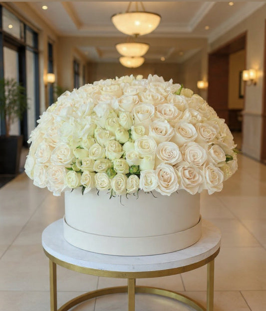 XL luxury white rose sympathy box – funeral flower arrangement Granada Floral San Diego