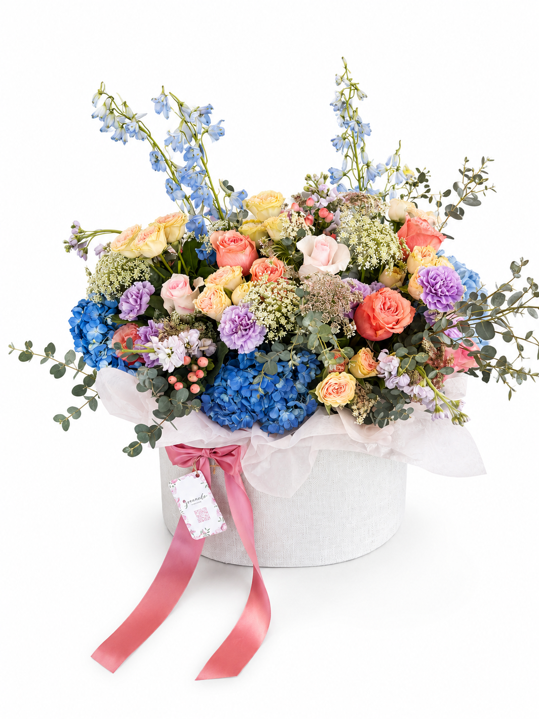 Pastel Luxury Flower Box — Blush Roses, Peonies or Orchids Hydrangeas | Granada Floral San Diego