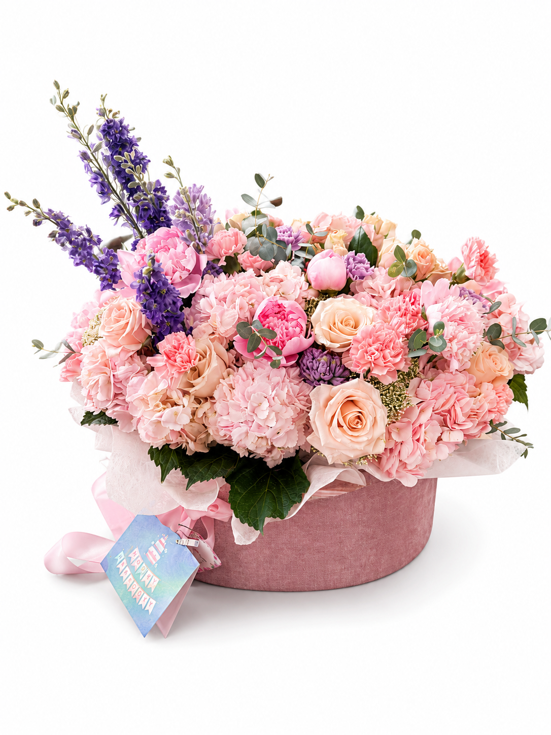 Pastel Luxury Flower Box — Blush Roses, Peonies or Orchids Hydrangeas | Granada Floral San Diego