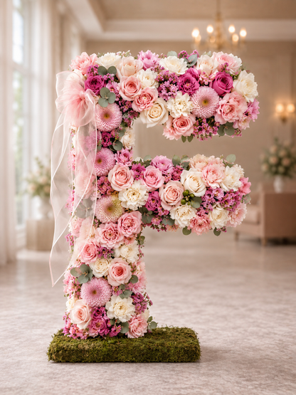Granada Standing Floral Numbers & Letters | Luxury Flower Sculpture San Diego