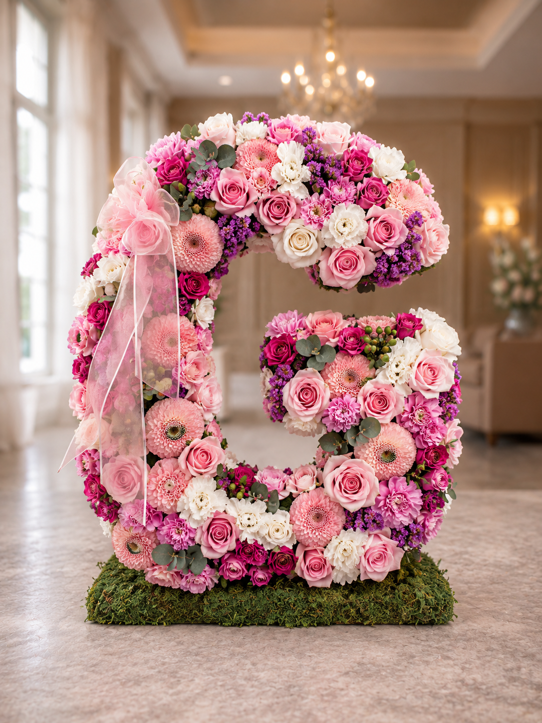 Granada Standing Floral Numbers & Letters | Luxury Flower Sculpture San Diego