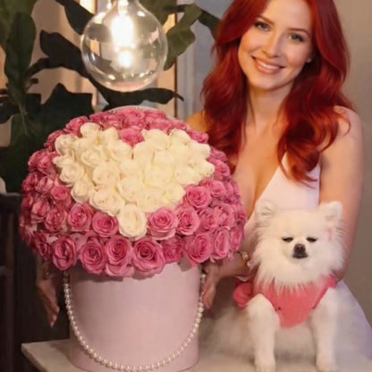 Luxury Heart-Shaped Rose Box – Red & White Roses
