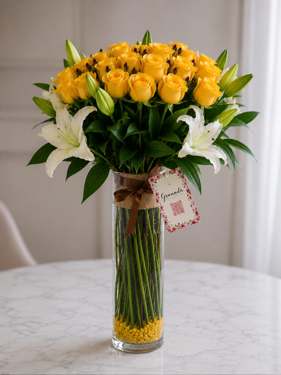Lilys and roses in vase