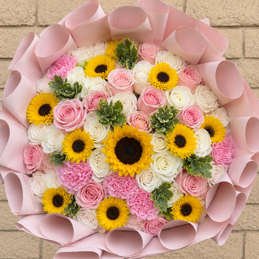 Sunflower & Rose Birthday Bouquet | Dome Arrangement San Diego – Granada Floral