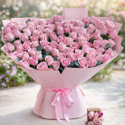 Elegant Pastel Bouquet – Luxurious Roses & Gerberas in Premium Wrapping