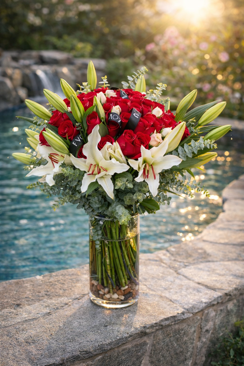 Lilys and roses in vase