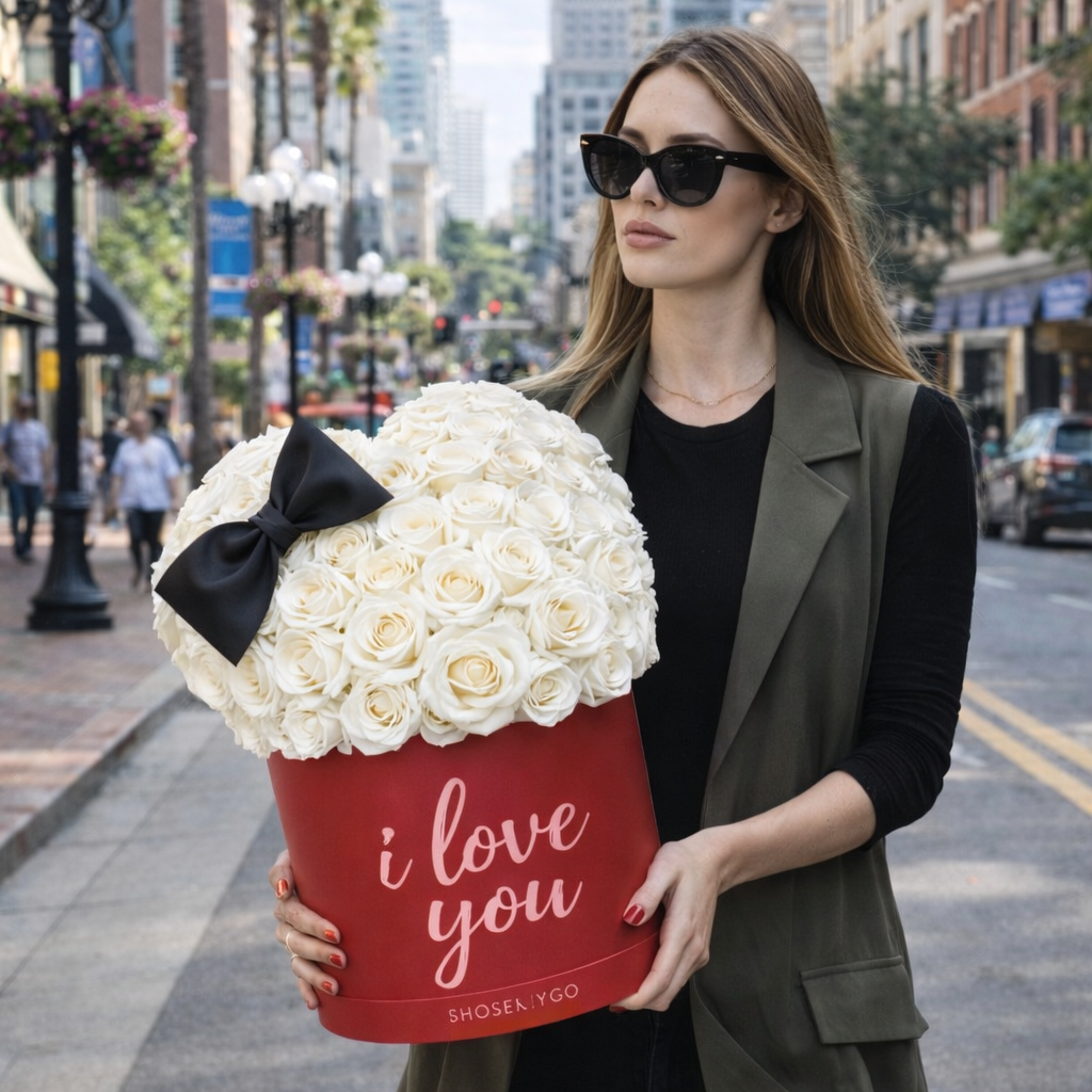 Luxury Heart Rose Box – Hot Pink “I Love You” Edition | Same-Day Delivery San Diego