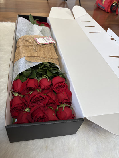 Luxury Box Roses Flowers Fresh Bouquet, Fresh Flowers for Delivery, 24 Fresh Cut Stems