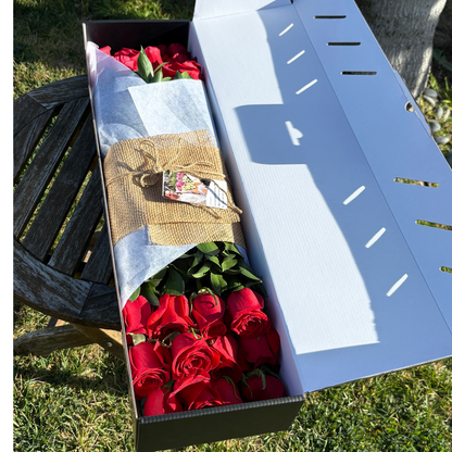 Luxury Box Roses Flowers Fresh Bouquet, Fresh Flowers for Delivery, 24 Fresh Cut Stems