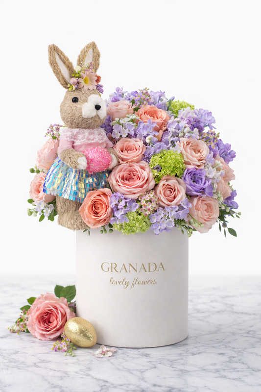 Easter Luxury Flower Box with Bunny & Glitter Eggs – Same Day Delivery San Diego