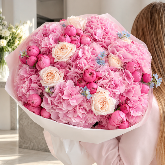 Russian-Style Flower Arrangement | Hydrangeas & Roses Bouquet San Diego – Granada Floral