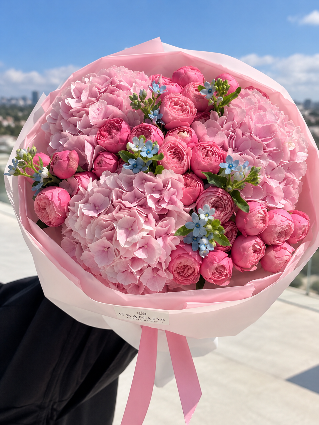 Russian-Style Flower Arrangement | Hydrangeas & Roses Bouquet San Diego – Granada Floral
