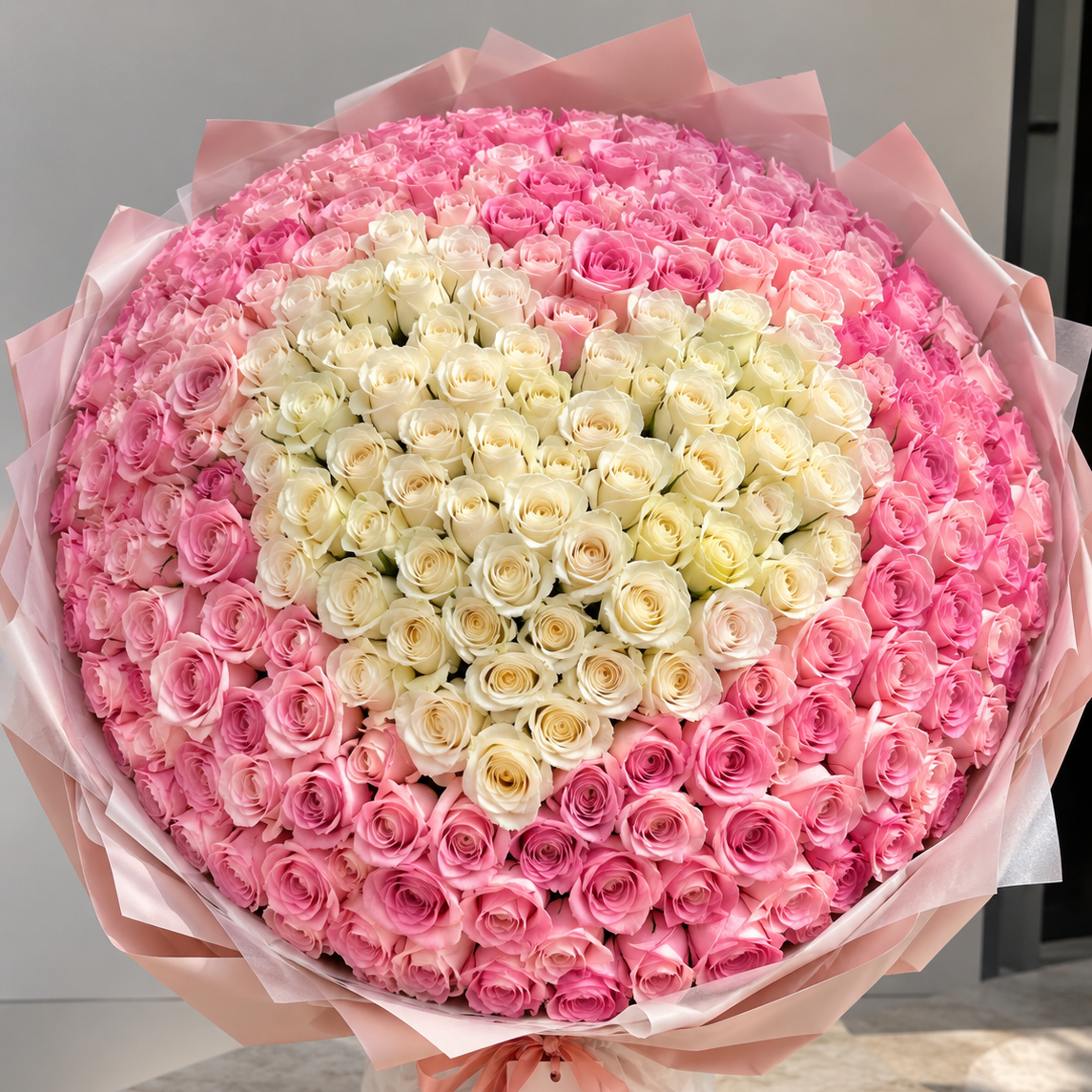 Granada Heart Master Round Bouquet | Luxury Heart-Shaped Hand-Tied Roses San Diego