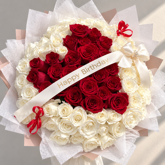 Granada Heart Master Round Bouquet | Luxury Heart-Shaped Hand-Tied Roses San Diego