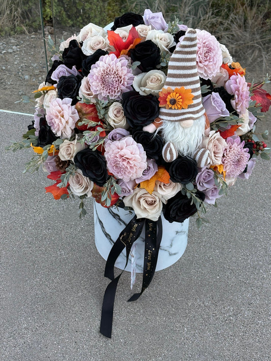 Midnight Harvest Gnome Flower Arrangement