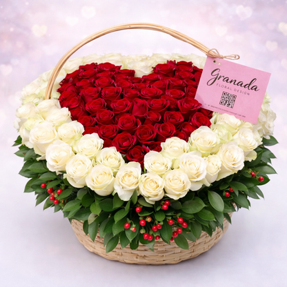 Granada Floral Heart Basket | Luxury Romantic Flower Basket San Diego
