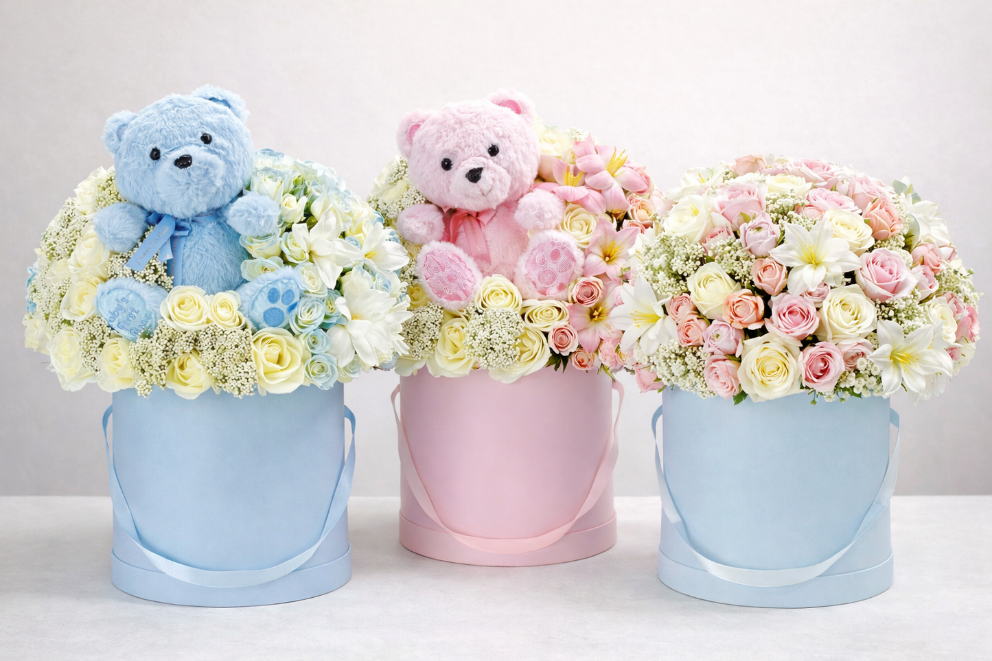 Luxury Teddy Bear Flower Box – Baby Girl & Baby Boy Edition