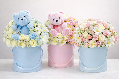 Luxury Teddy Bear Flower Box – Baby Girl & Baby Boy Edition