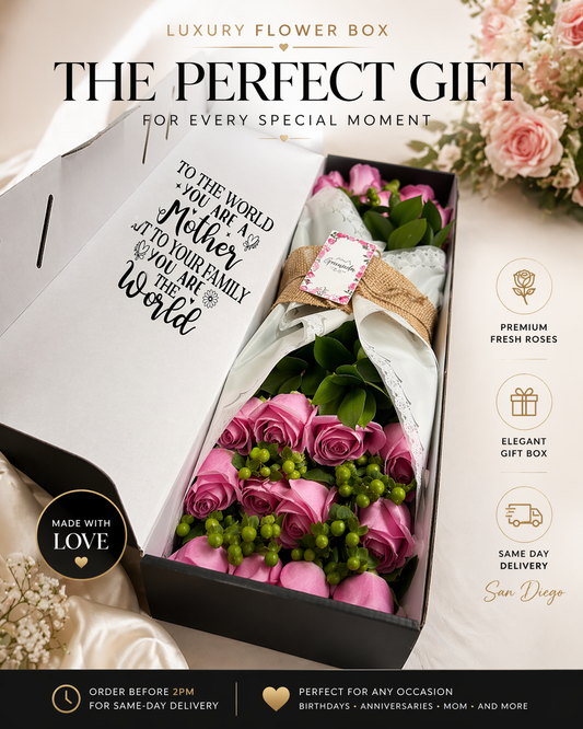 Luxury Red Roses Box – 24 Fresh Roses Gift with Nationwide Delivery | Granada Floral San Diego