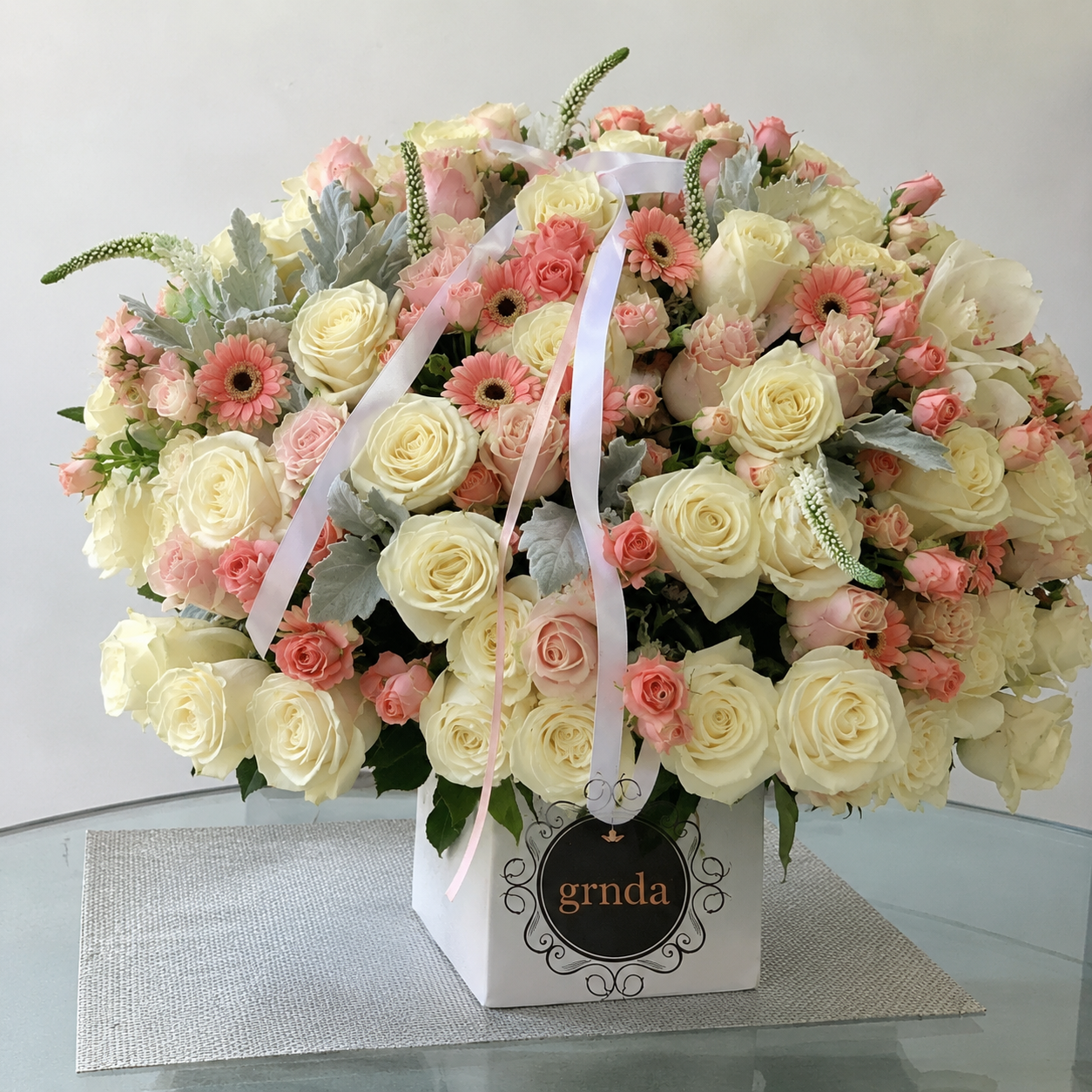 Gerbera & Rose Box Arrangement San Diego | Oversized Floral Box – Granada Floral