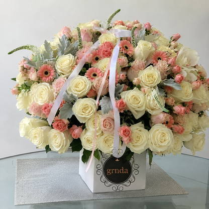 Gerbera & Rose Box Arrangement San Diego | Oversized Floral Box – Granada Floral