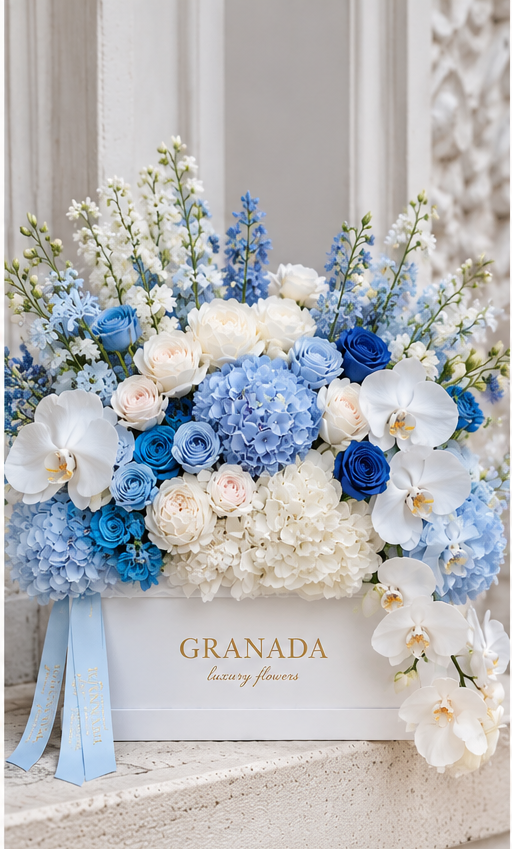 Baby Blue Granada luxury orchid flower box