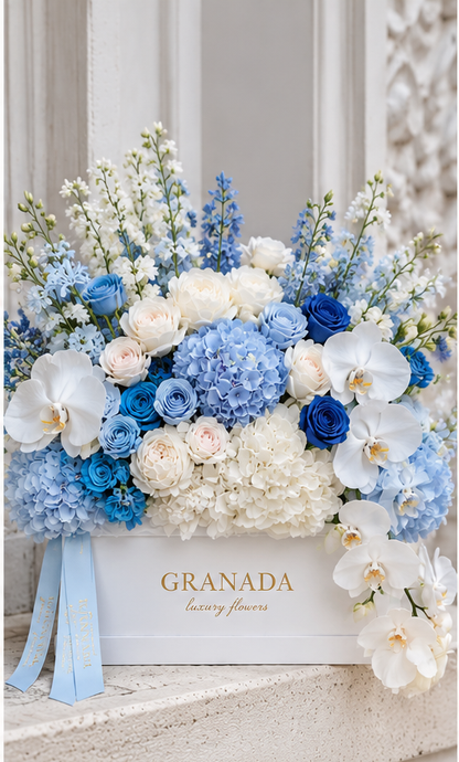 Baby Blue Granada luxury orchid flower box