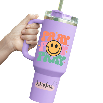 Pray Pray Pray Smile Water Bottle – Stay Hydrated with Faith & Positivity