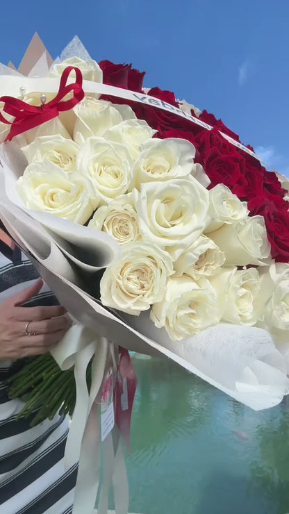 Granada Heart Master Round Bouquet | Luxury Heart-Shaped Hand-Tied Roses San Diego